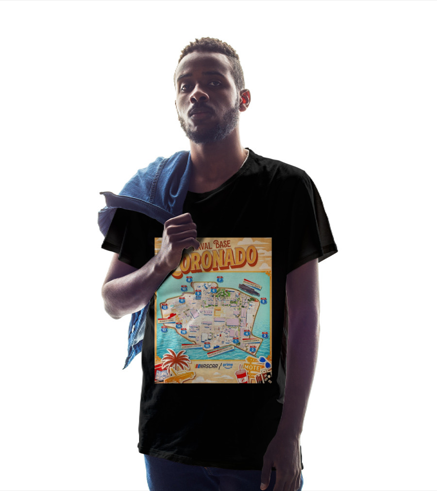 Naval Base Coronado Map NASCAR Prime Ellyson Start Finish Line Broadcast Booth T-Shirt