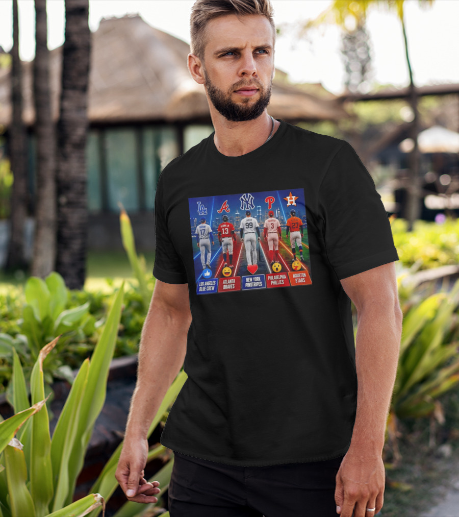 Los Angeles Blue Crew Atlanta Braves New York Pinstripes Philadelphia Phillies Houston Stars Ohtani Acuna Jr Jaxon Harper Altuve T-Shirt
