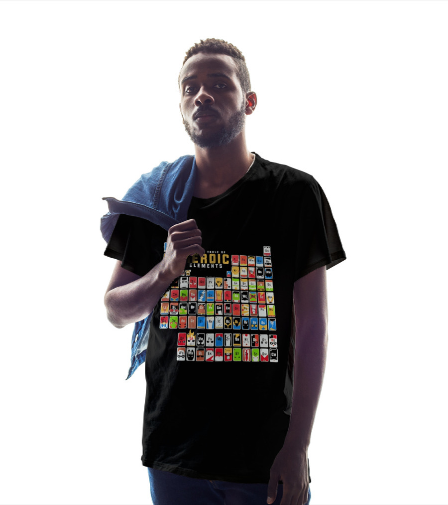 Periodic Table Of Heroic Elements Superhero Chart T-Shirt