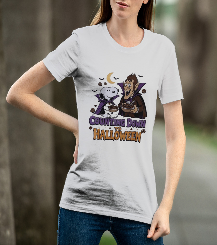 Peanuts Snoopy And Dracula Counting Down To Halloween T-Shirt