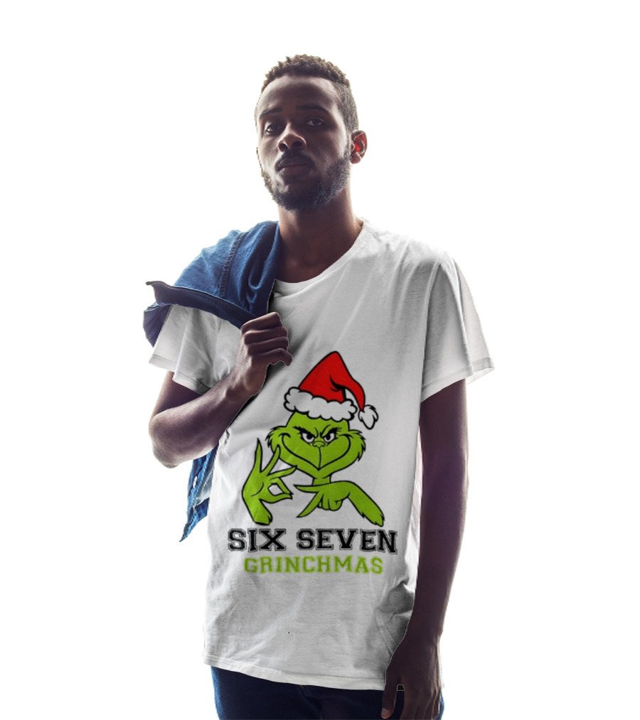 Grinch Santa Hat Six Seven Grinchmas Christmas 2025 Festive T-Shirt