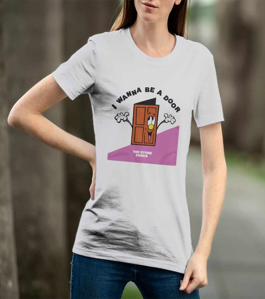 The Stone Roses I Wanna Be A Door Cartoon Yellow Nose Waving Hands T-Shirt