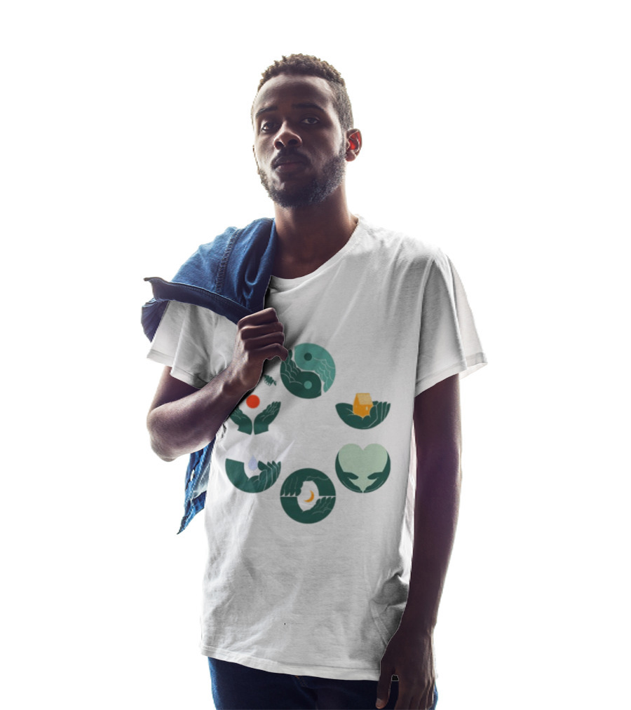 Tors Store Yin Yang Elements Hands Nature T-Shirt