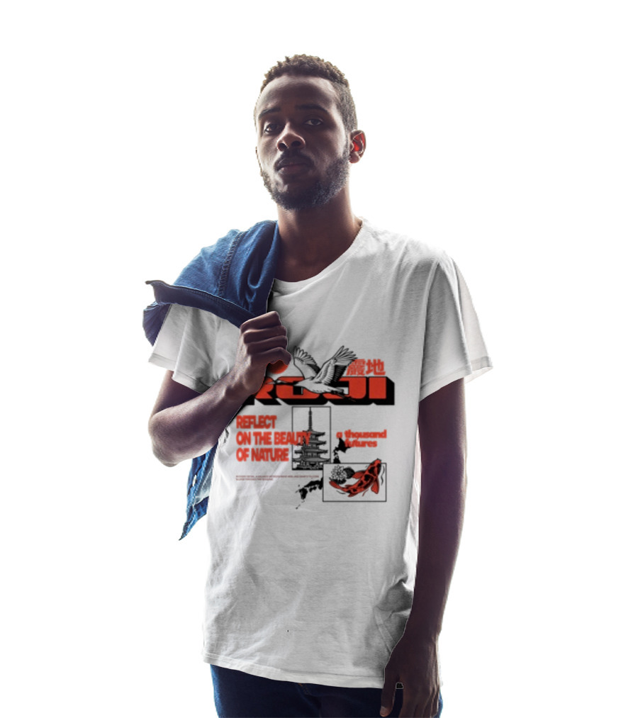 Unik Clothing Store Roji White Reflect On The Beauty Of Nature A Thousand Futures Koi Birds T-Shirt
