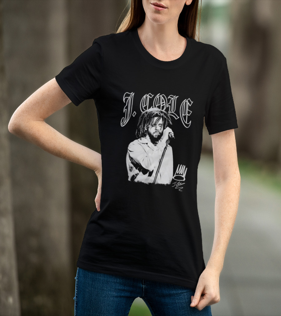 J Cole Dreamville Hip Hop Portrait Style Microphone T-Shirt