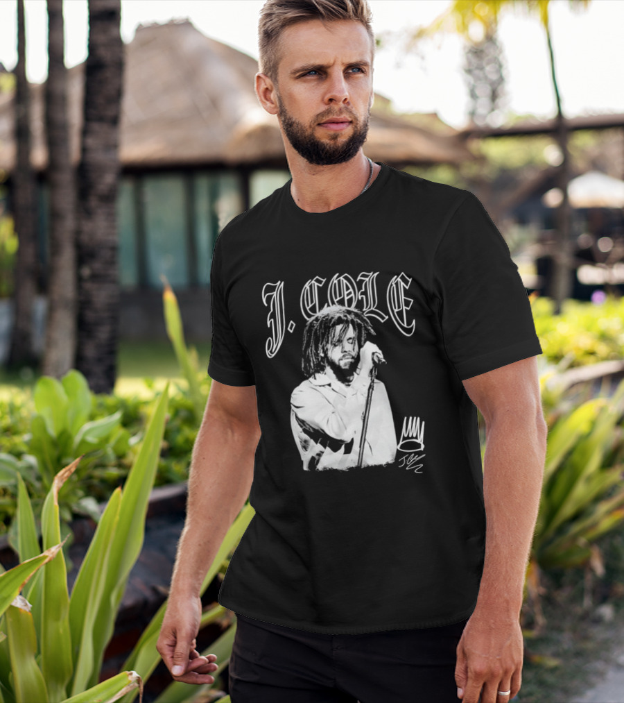 J Cole Dreamville Hip Hop Portrait Style Microphone T-Shirt