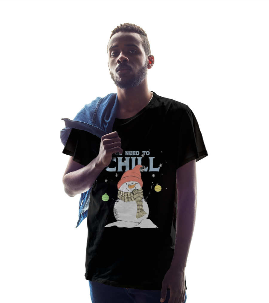 Christmas Snowman You Need To Chill Scarf Hat Snowflakes T-Shirt