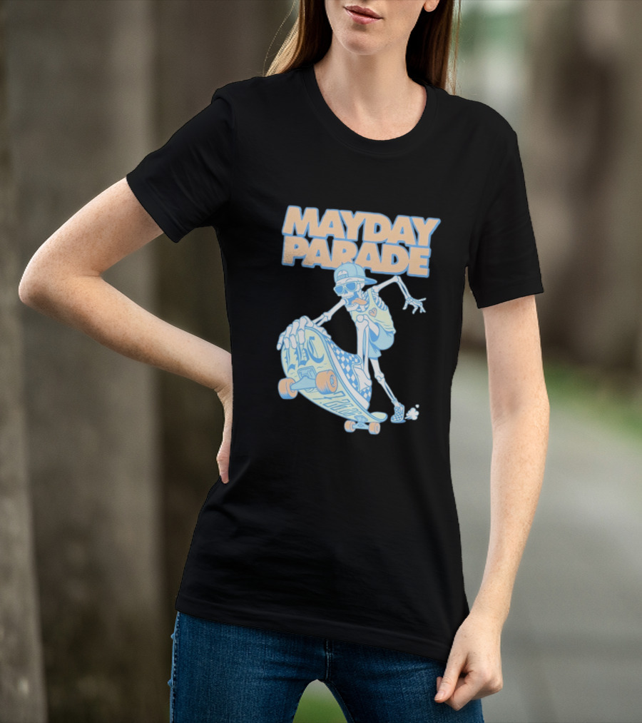 Mayday Parade Skeleton Skater With LBC 72626 Board T-Shirt