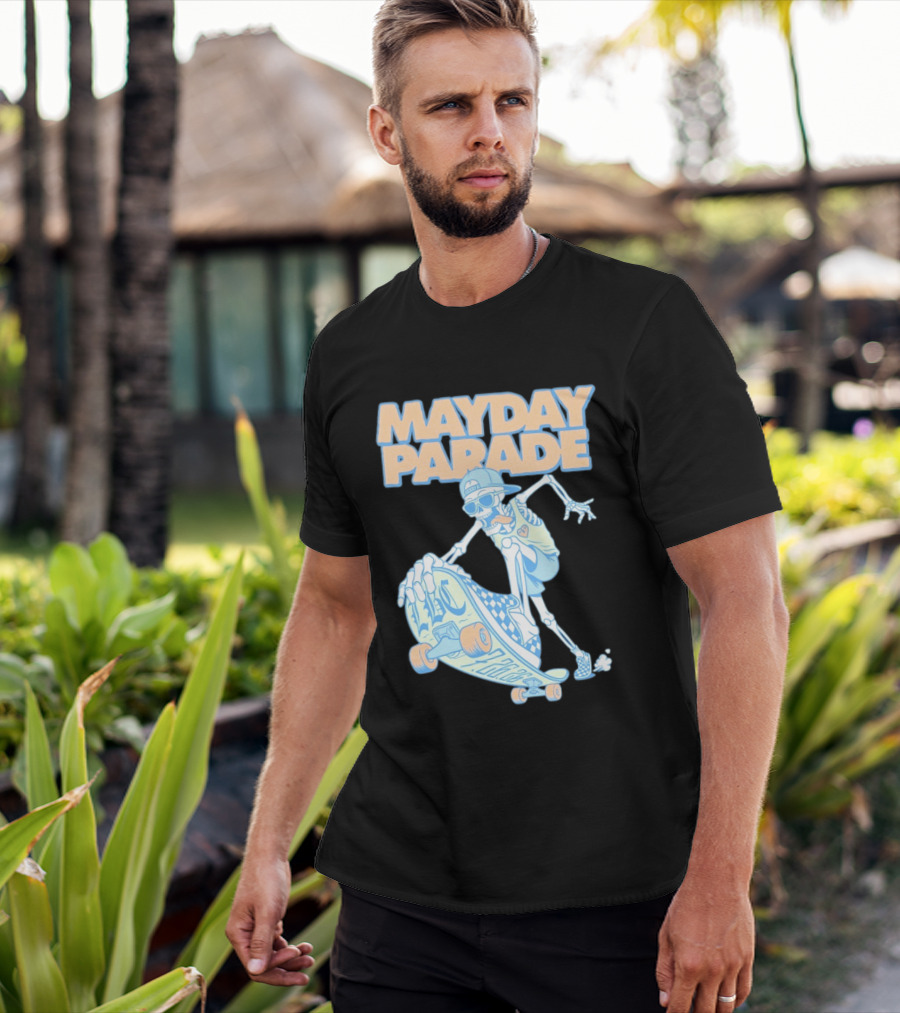 Mayday Parade Skeleton Skater With LBC 72626 Board T-Shirt