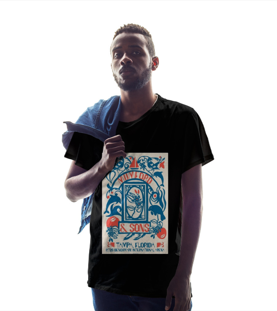 Mumford & Sons August 7 2026 Benchmark International Arena Tampa Florida With Dolphins And Floral Motif T-Shirt