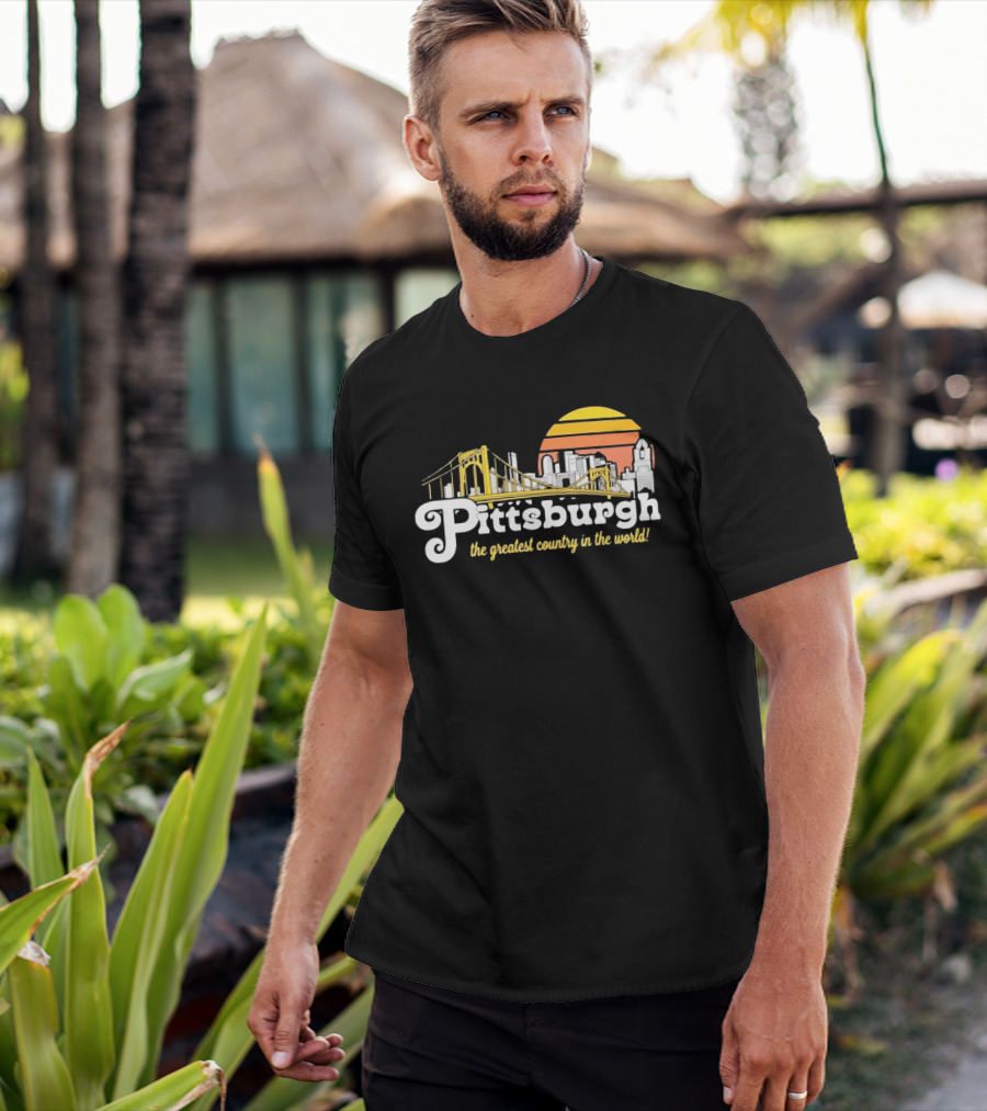 Pittsburgh Skyline With Bridge And Sunset The Greatest Country In The World T-Shirt