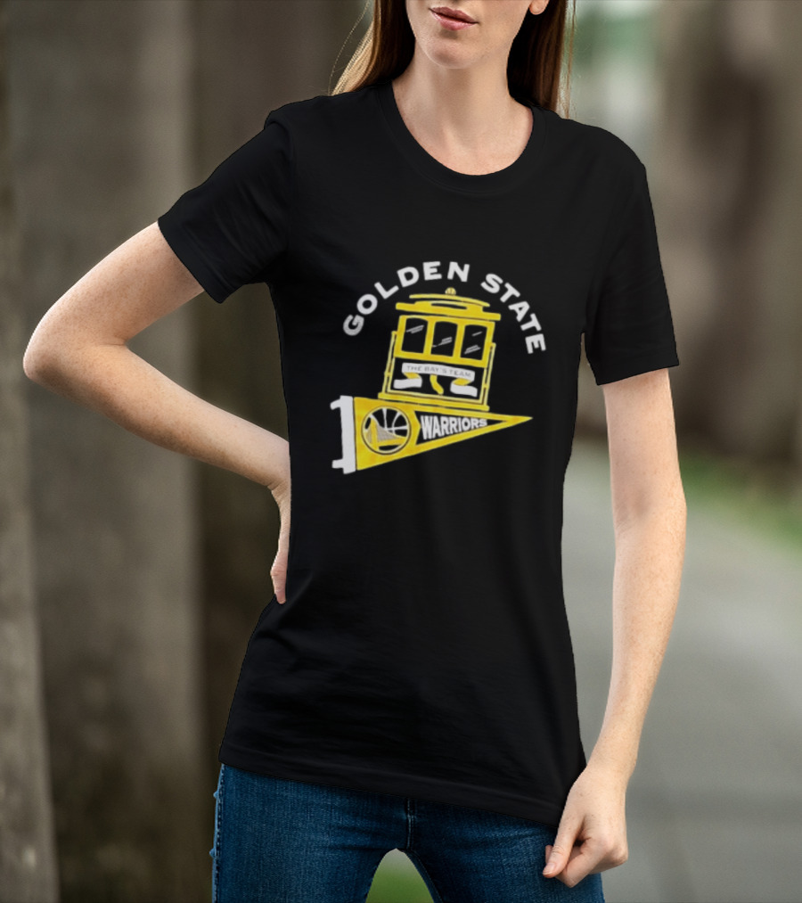 Golden State Warriors The Bays Team Warriors Banner And Cable Car T-Shirt