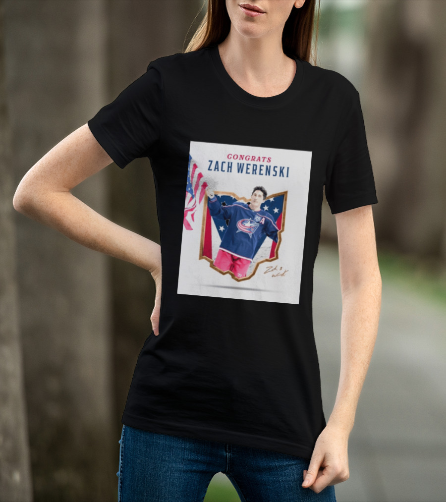 Congrats Zach Werenski USA Columbus Blue Jackets Hockey Celebration T-Shirt