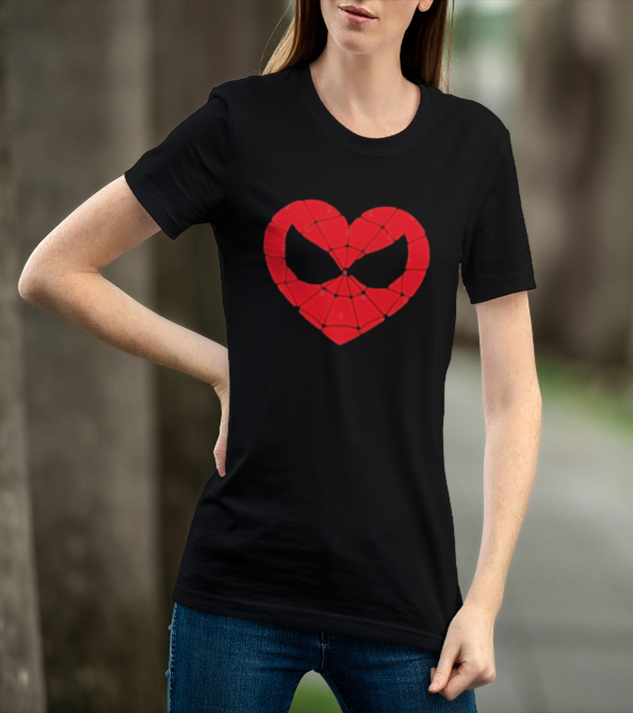 Spider Man Heart Web Mask Marvel Superhero T-Shirt