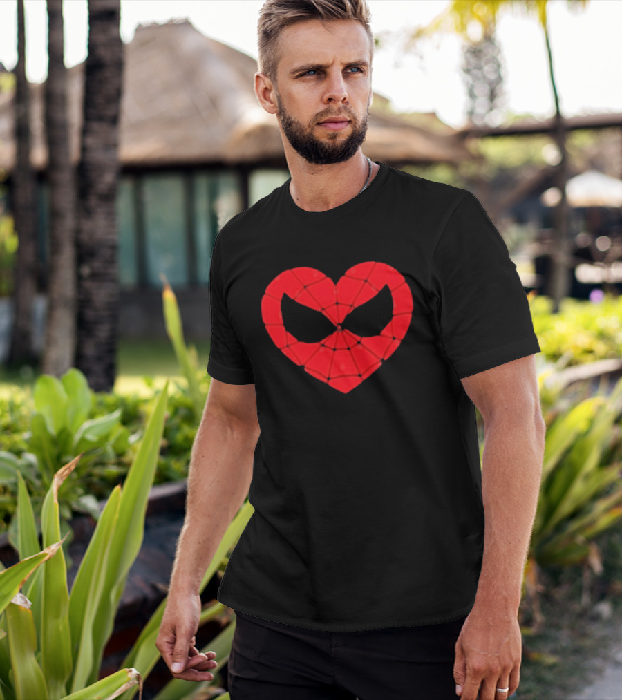 Spider Man Heart Web Mask Marvel Superhero T-Shirt