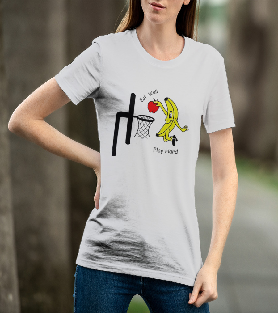 Banana Squad Basketball Eat Well Play Hard Dunking Apple T-Shirt