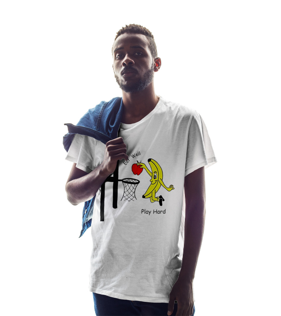 Banana Squad Basketball Eat Well Play Hard Dunking Apple T-Shirt
