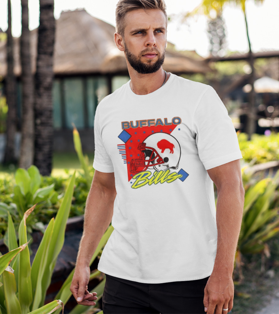 Buffalo Bills Football Helmet Retro 90s T-Shirt