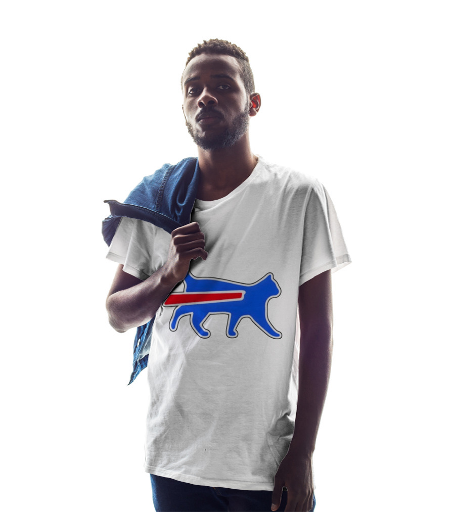 Buffalo Bills Cat Logo Parody Red And Blue T-Shirt