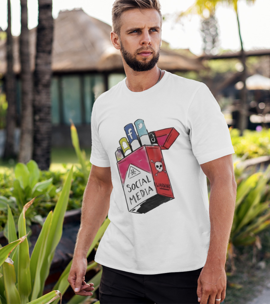 Social Media Warning Cigarette Pack With Iconic Apps T-Shirt
