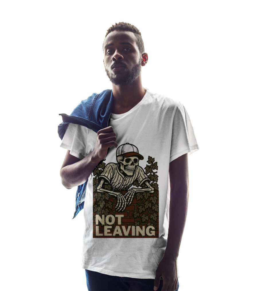 Skeleton Baseball Player Not Leaving Brick Wall Ivy Cap T-Shirt