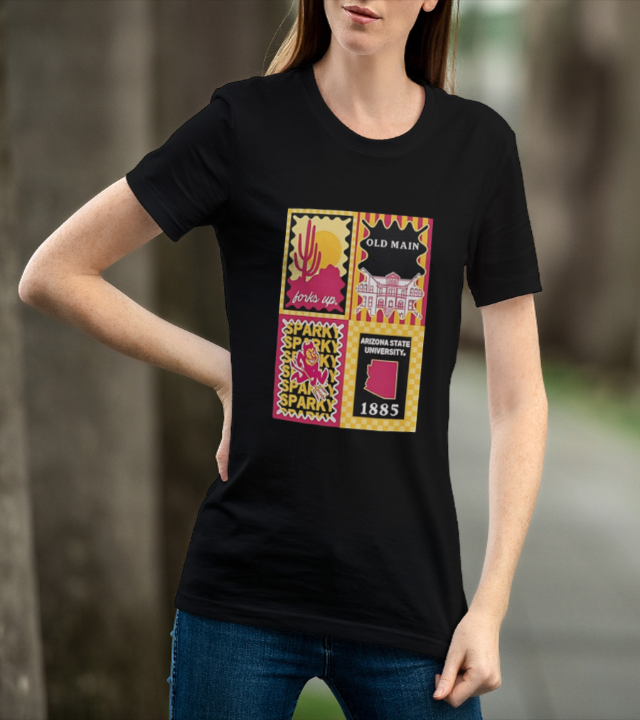 Arizona State University Forks Up Sparky Old Main 1885 T-Shirt