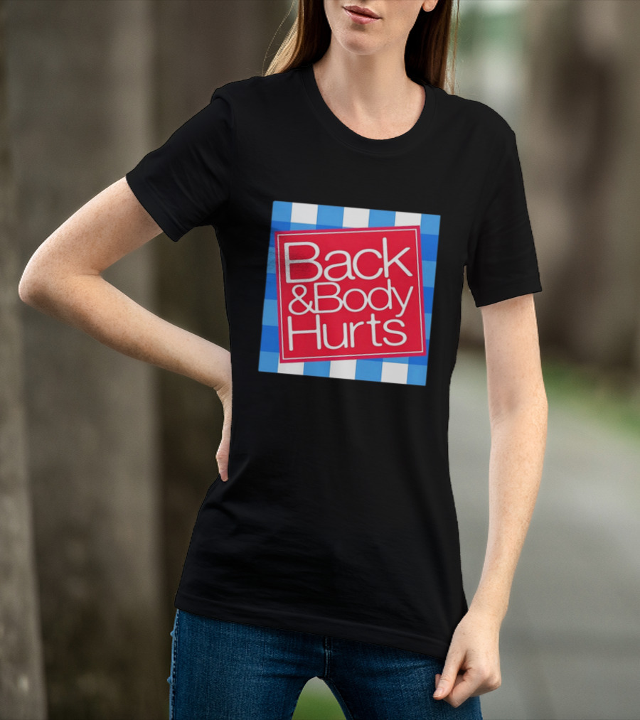 Back And Body Hurts Blue Gingham Square Red T-Shirt