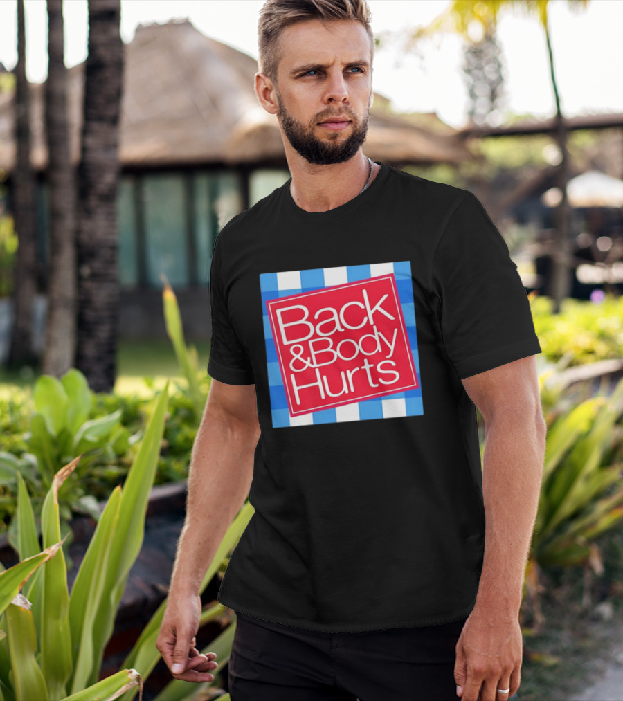 Back And Body Hurts Blue Gingham Square Red T-Shirt