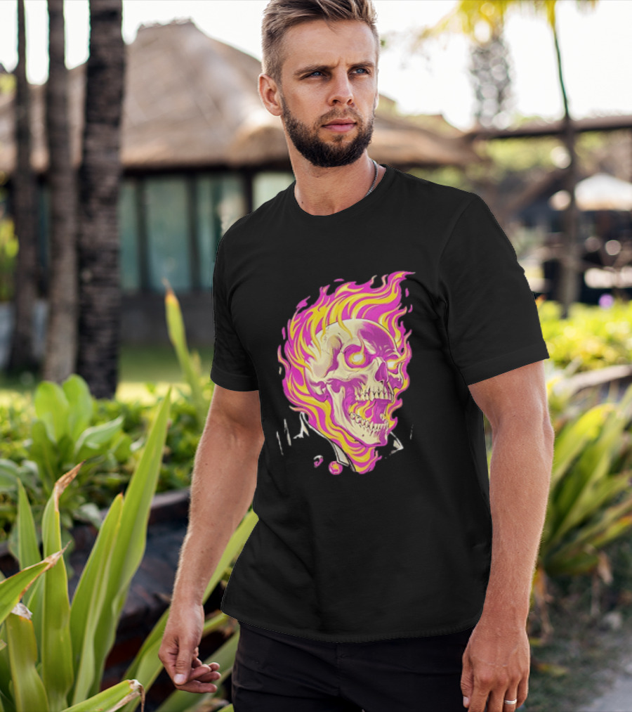 Ghost Rider Flaming Skull Marvel Fire Blaze T-Shirt