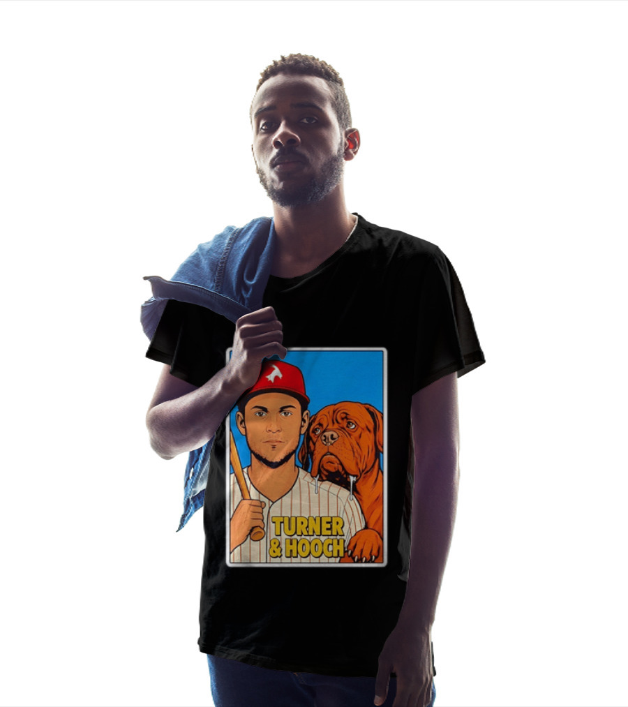 Philadelphia Phillies Trea Turner And Hooch Baseball Retro Illustrated Print T-Shirt
