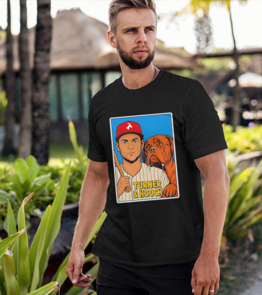 Philadelphia Phillies Trea Turner And Hooch Baseball Retro Illustrated Print T-Shirt