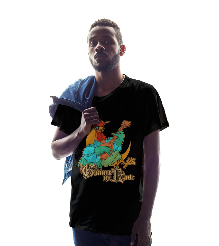 Rooster Musician Gimme The Lute Bard Funny Chicken Playing Instrument T-Shirt