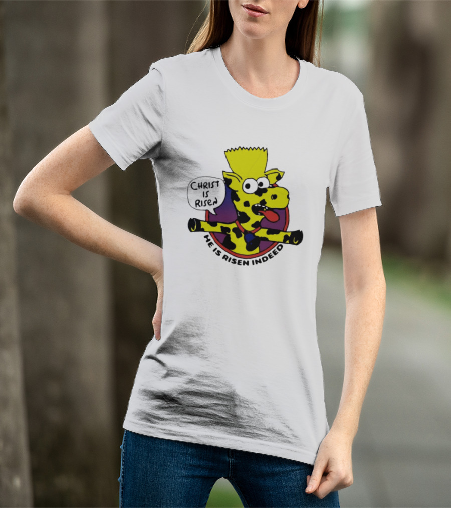 Christ Is Risen He Is Risen Indeed Simpson Cow Cartoon T-Shirt