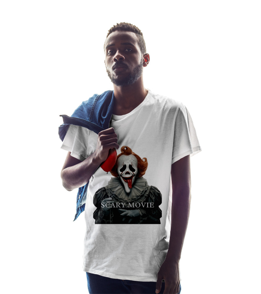 Pennywise Scary Movie Mashup Creepy Clown With Red Balloon T-Shirt