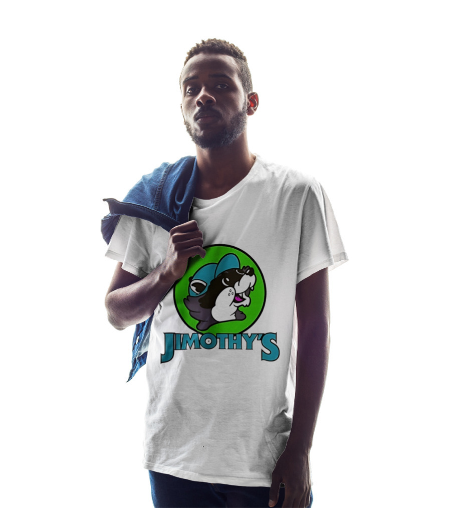 Jimothy's Cartoon Hat Character In Green Circle T-Shirt