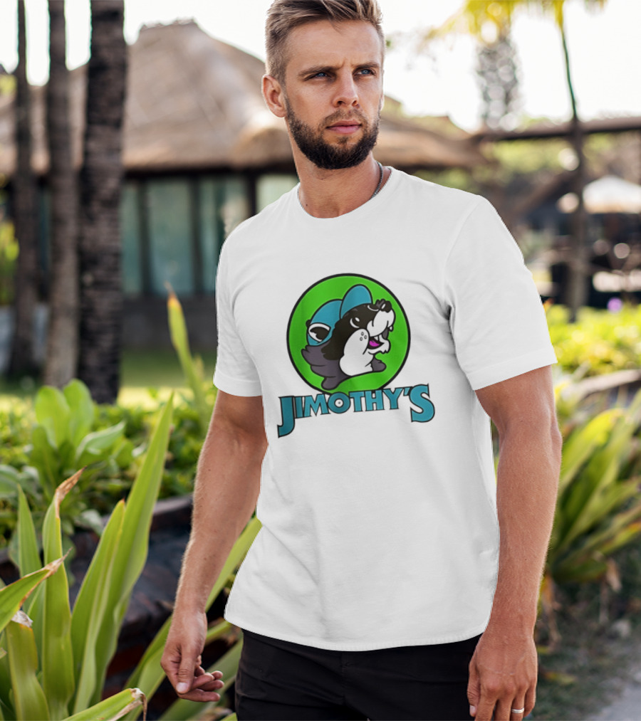 Jimothy's Cartoon Hat Character In Green Circle T-Shirt