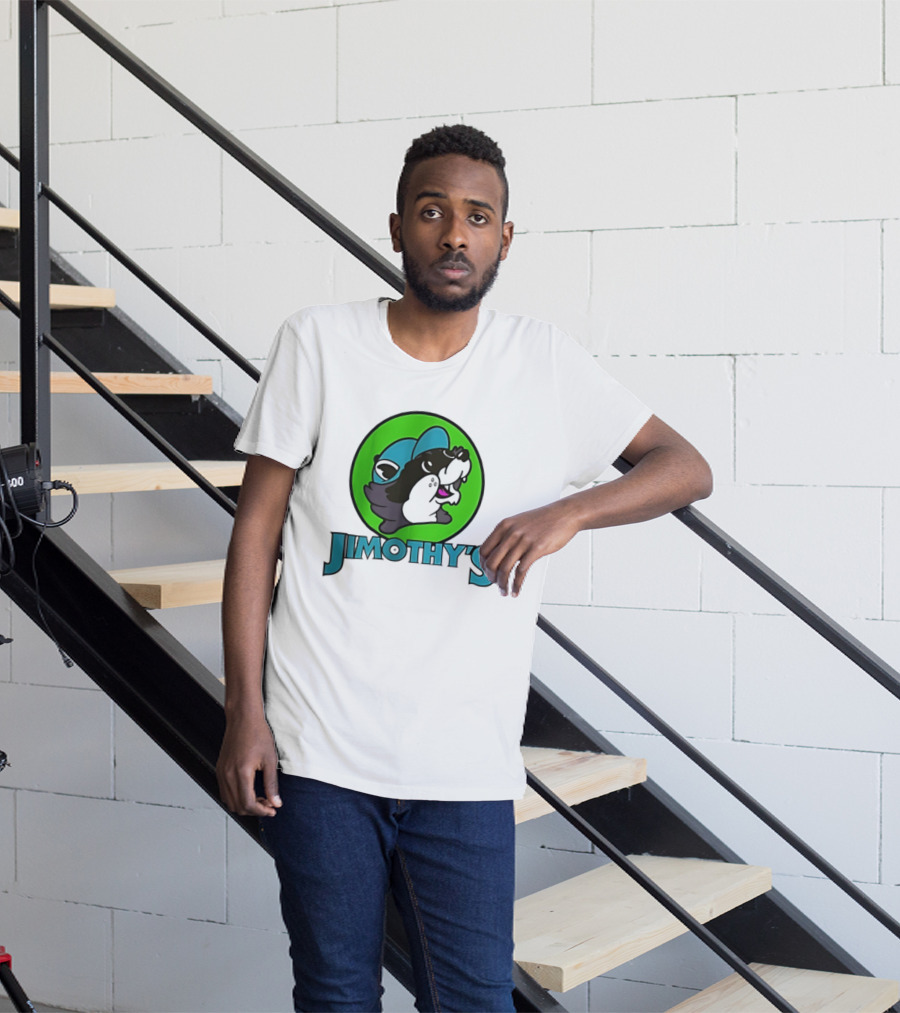 Jimothy's Cartoon Hat Character In Green Circle T-Shirt