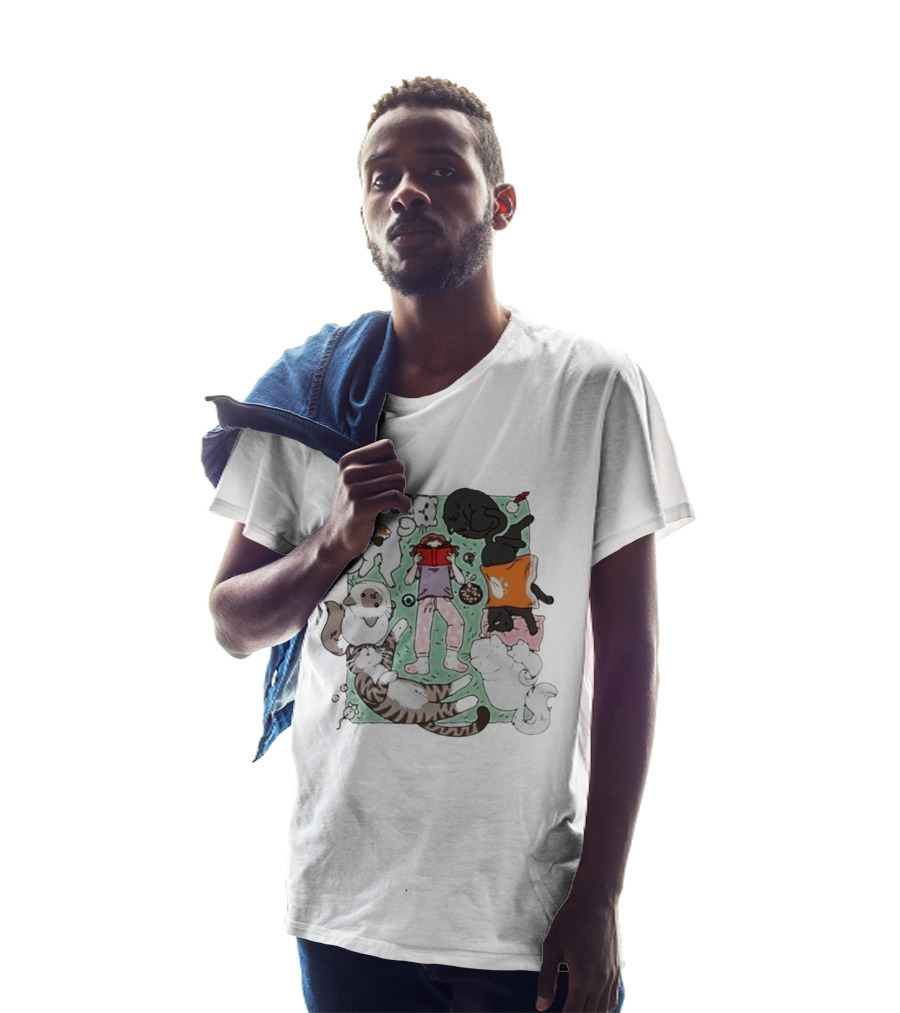 Lilsimsie Cozy Reading Party With Cats Playing And Lounging T-Shirt