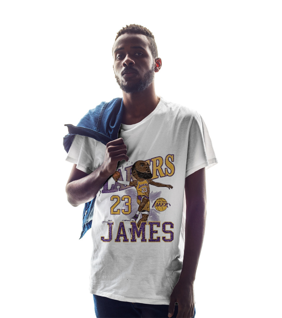 Los Angeles Lakers Lebron James 23 Basketball Caricature Player T-Shirt