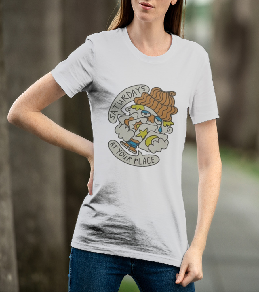 Saturdays At Your Place Cartoon Character With Beanie T-Shirt