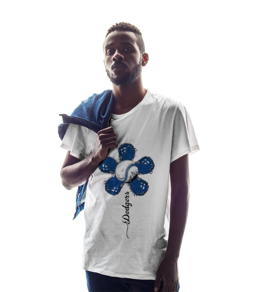 Dodgers Baseball Flower Blue Petals T-Shirt