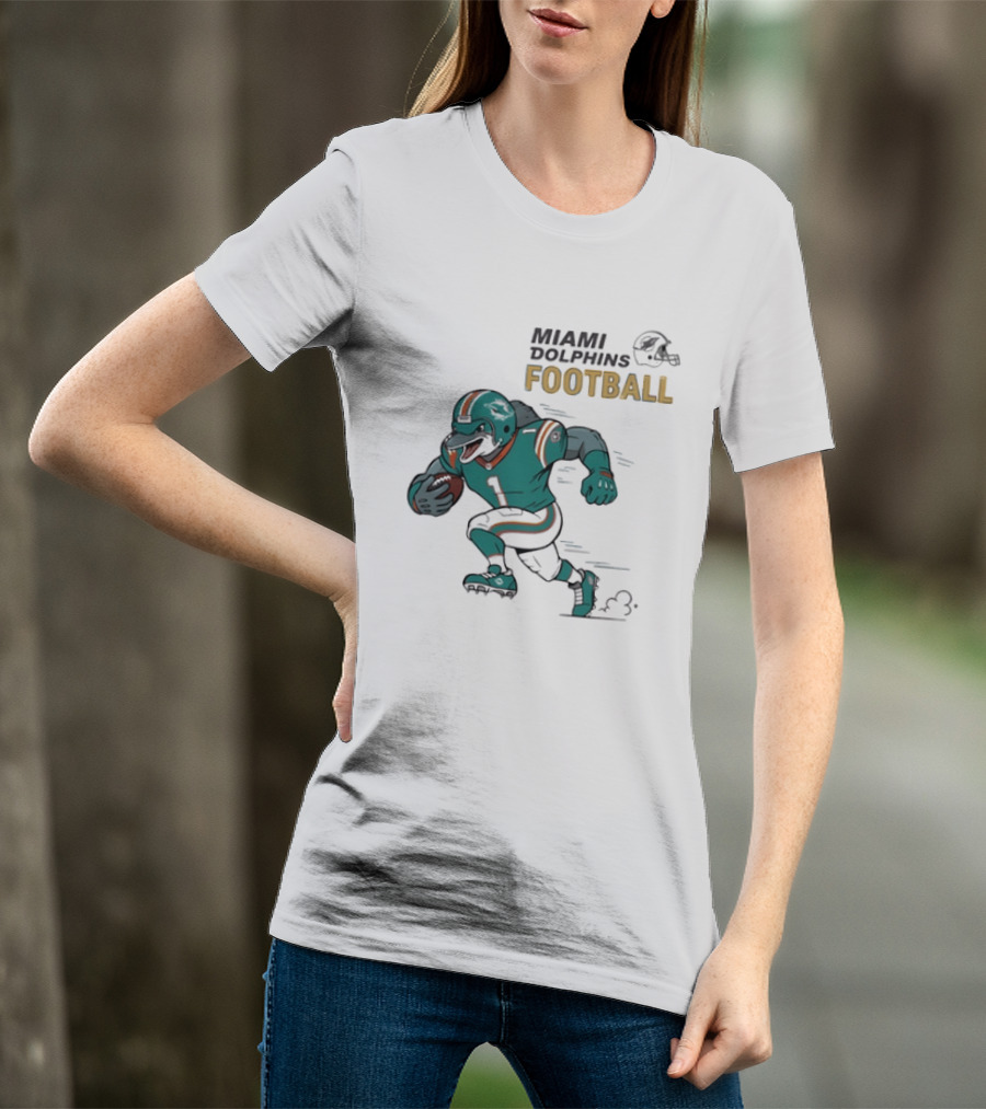 Miami Dolphins Aqua Rush Football Helmet Player T-Shirt