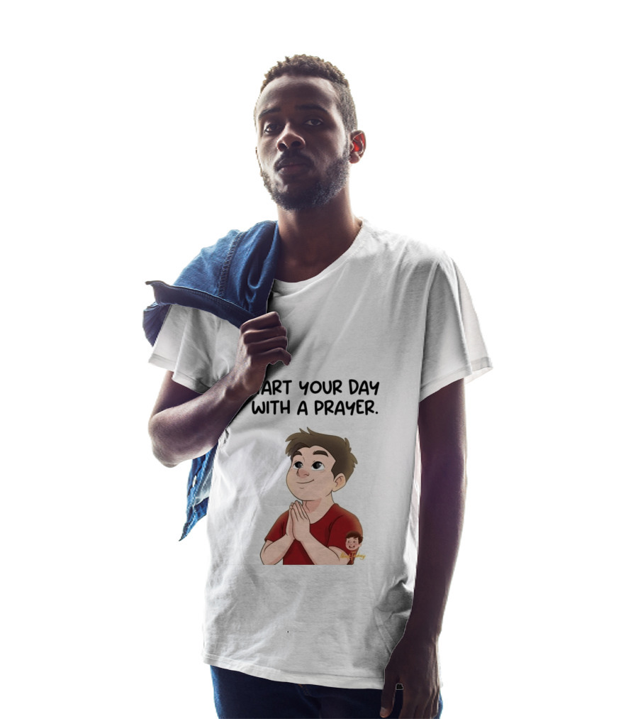 Start Your Day With A Prayer Cartoon Boy T-Shirt