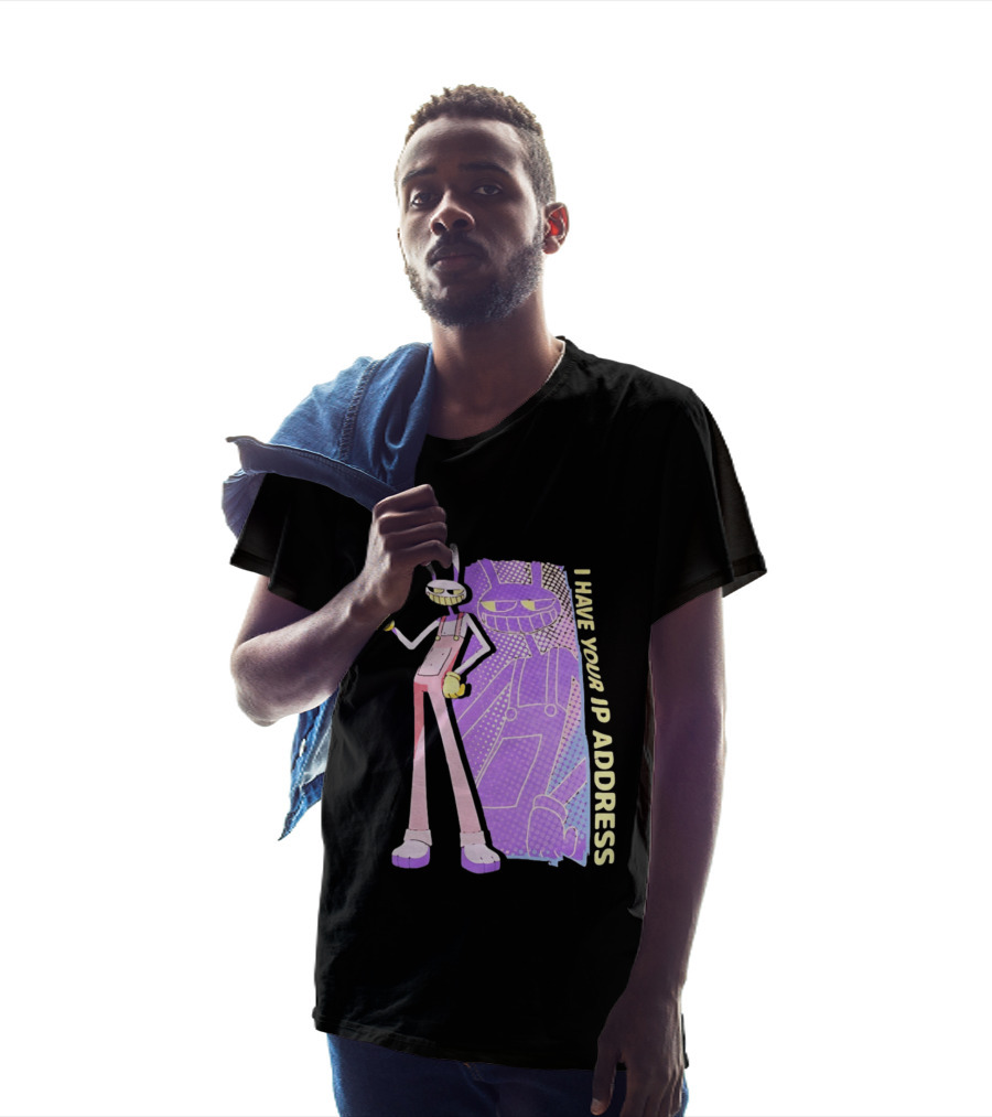 Jax I Have Your IP Address Meme Character In Overalls T-Shirt