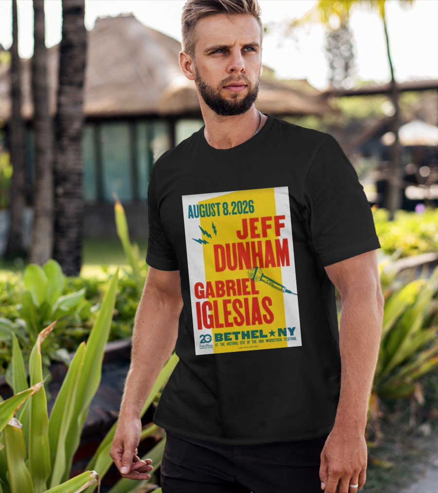 August 8 2026 Jeff Dunham Gabriel Iglesias Bethel Ny At The Historic Site Of The 1969 Woodstock Festival T-Shirt