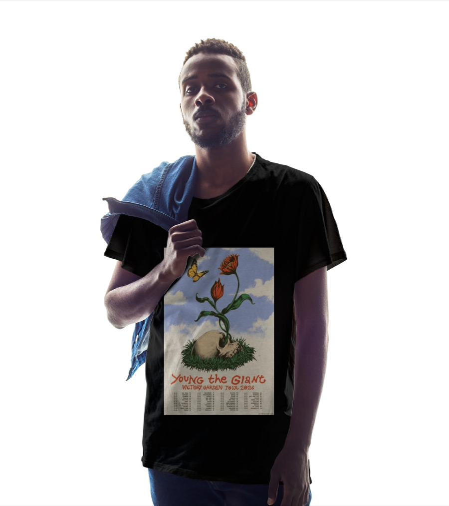 Young The Giant Victory Garden Tour 2026 Skull Flower Butterfly Google Ads Poland Ireland Dates T-Shirt
