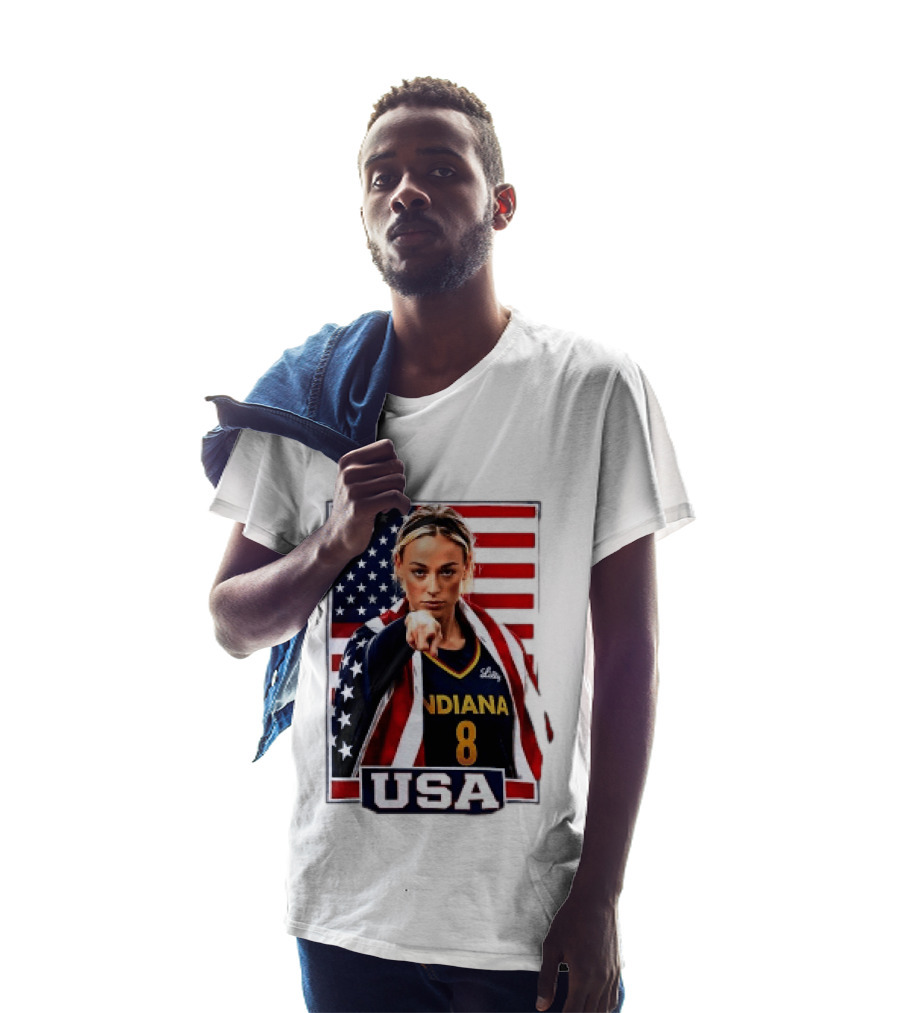 Indiana Fever WNBA Player Pointing American Flag USA Basketball Sports T-Shirt