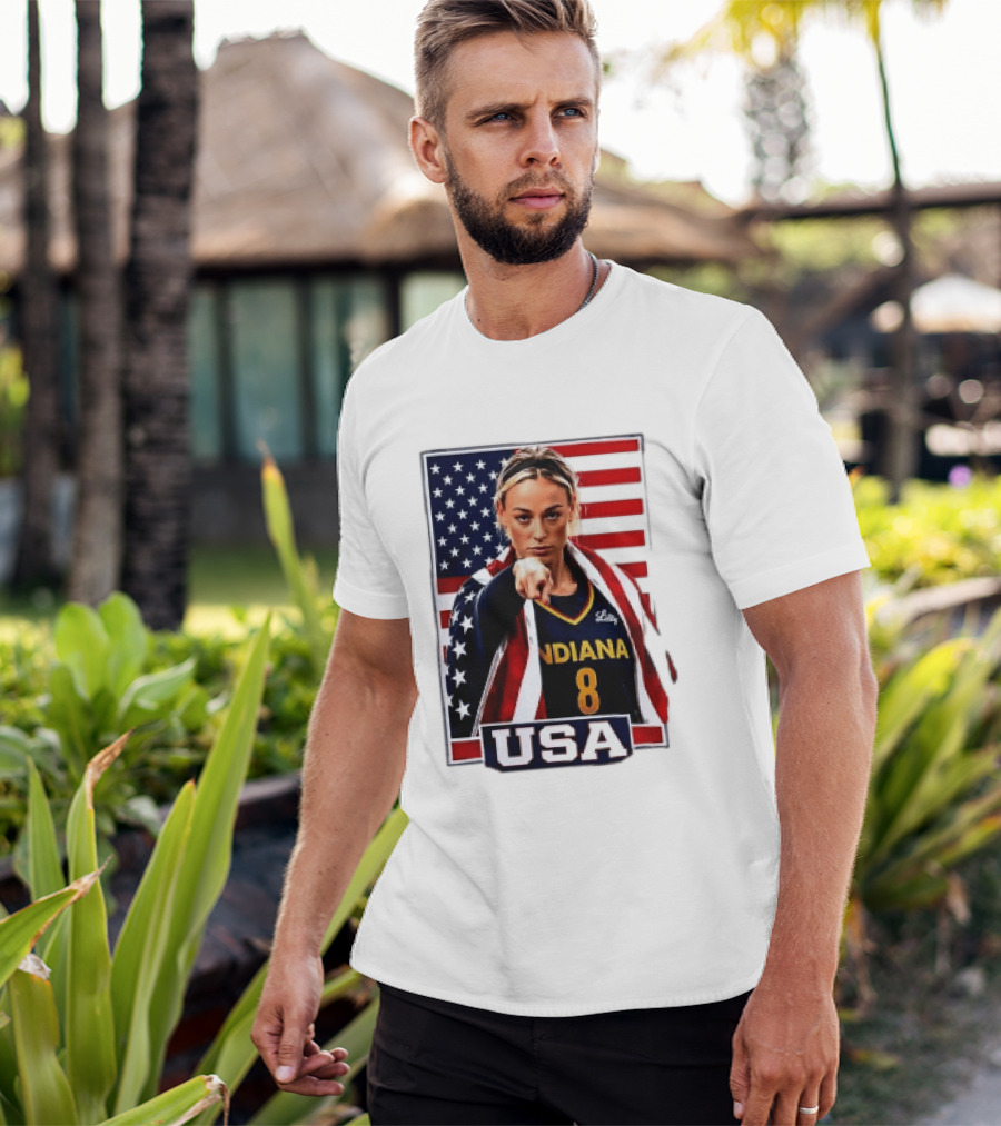 Indiana Fever WNBA Player Pointing American Flag USA Basketball Sports T-Shirt