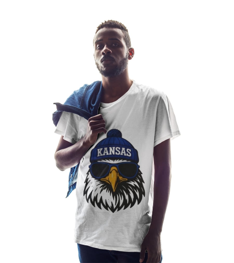 Kansas Jayhawks Jayhawk Hat Glasses Kansas Beanie T-Shirt