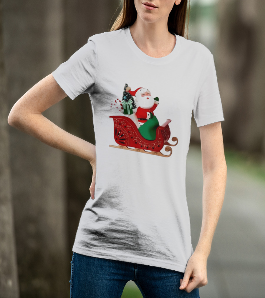 Santa Showtoppers Mini Tree Hallmark White Sleigh Christmas Scene T-Shirt